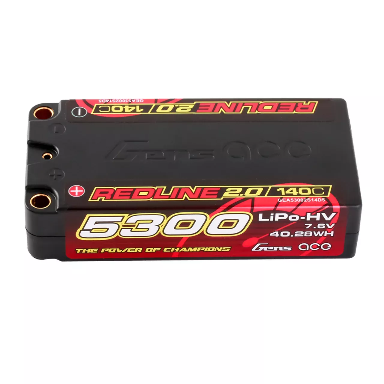 Gens Ace Redline 2S Shorty LiHV LiPo Battery 130C w/5mm Bullets 7.6V/5100mAh from WREKD Co.