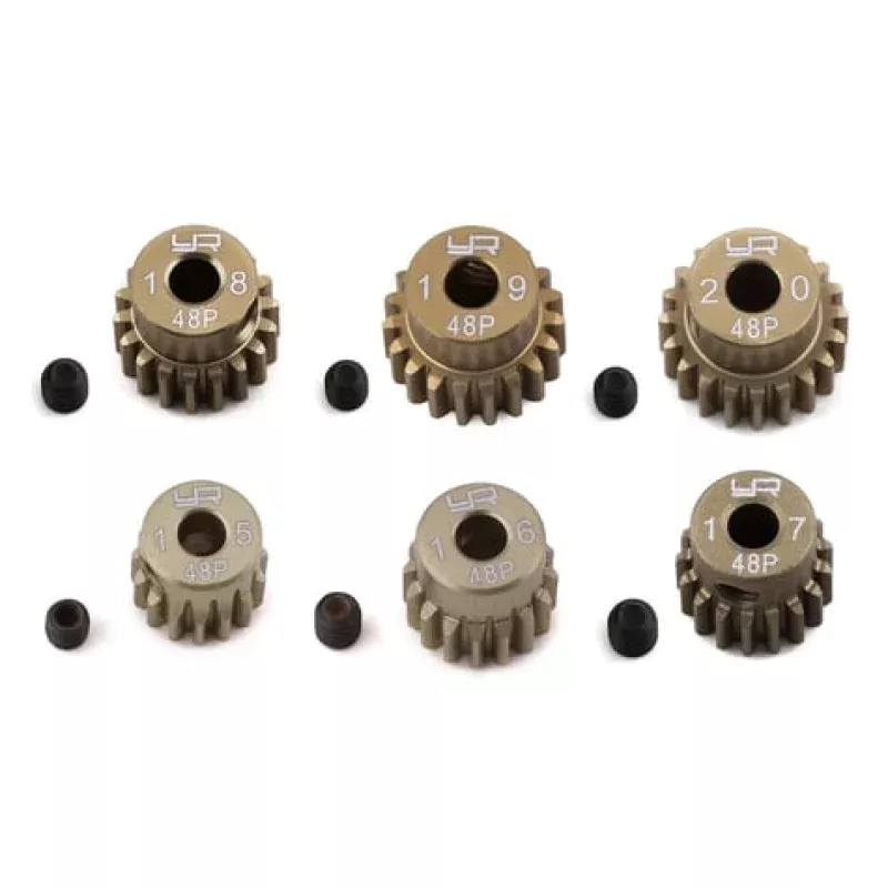 Yeah Racing YEAMG48015020 Hard Coated 48P Aluminum Pinion Gear Set (15, 16, 17, 18, 19, 20T) (3.17mm Bore)